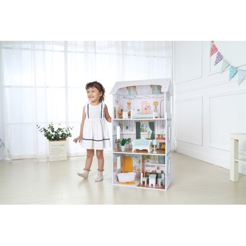Alice doll house 3 floors 4 rooms set of 9 furniture ECOTOYS