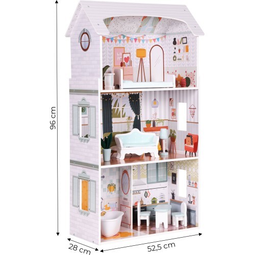 Alice doll house 3 floors 4 rooms set of 9 furniture ECOTOYS