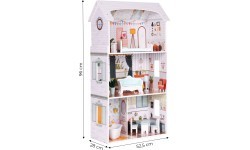 Leļļu namiņš Alice ECOTOYS, 3 stāvi, 4 istabas, 9 mēbeļu komplekts