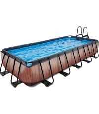 Karkasa baseins EXIT Wood 540x250x100 cm ar filtra sūkni, brūns