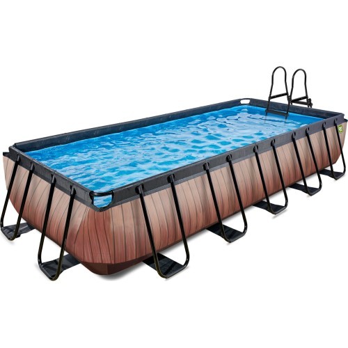 Каркасный бассейн EXIT Wood 540x250x100 см с фильтр-насосом, коричневый
