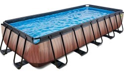 Каркасный бассейн EXIT Wood 540x250x100 см с фильтр-насосом, коричневый