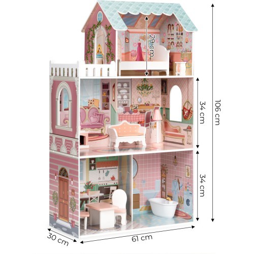 Liela Barbie leļļu māja ar mēbeļu komplektu ECOTOYS