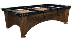 Billiard Table, Pool, Dynamic IV, Modern Brown, 8 ft., Simonis 760 blue green