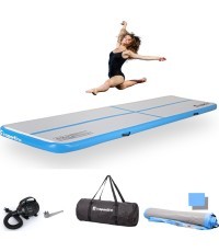 Надувной гимнастический мат inSPORTline Airstunt 400 x 100 x 10 см, белый, с электрическим насосом