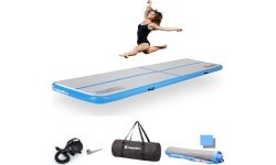 Надувной гимнастический мат inSPORTline Airstunt 400 x 100 x 10 см, белый, с электрическим насосом