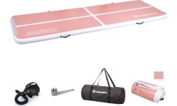 Piepūšams vingrošanas paklājs inSPORTline Airstunt 400 x 100 x 10 cm koraļļu rozā ar elektrisko sūkni