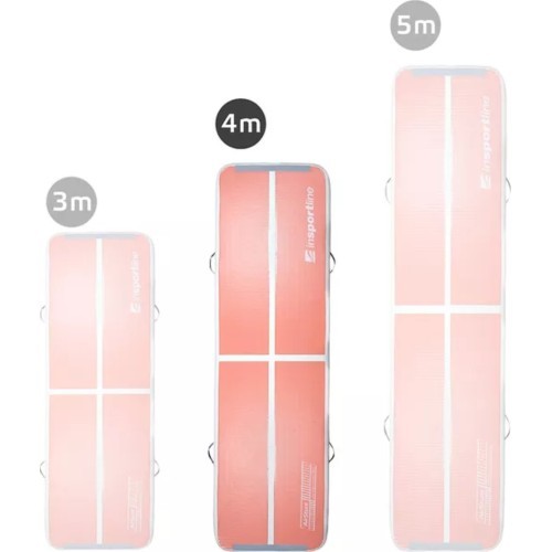 Inflatable Exercise Mat inSPORTline Airstunt 400 x 100 x 10 cm Coral Pink w/ Electric Pump