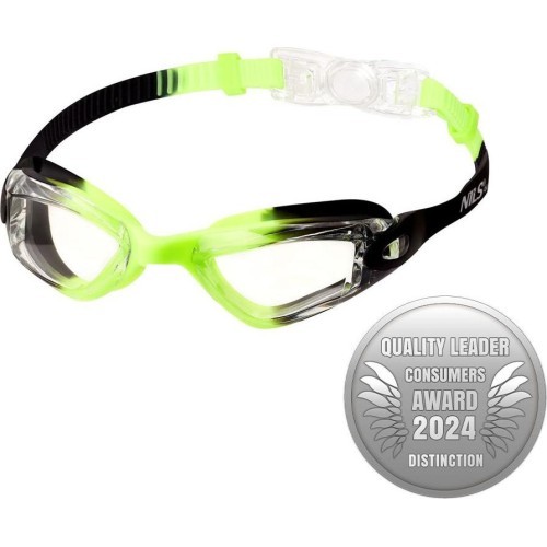 NQG770AF BLACK/ GREEN JUNIOR SWIMMING GOGGLES NILS AQUA