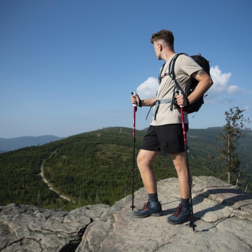 Sarkanas alumīnija trekinga nūjas TK8601 NILS