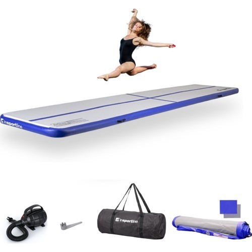 Piepūšamais vingrošanas paklājs inSPORTline Airstunt 500 x 100 x 10 cm, balts, ar elektrisko sūkni