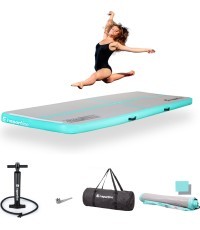 Piepūšamais vingrošanas paklājs inSPORTline Airstunt 300 x 100 x 10 cm balts ar rokas sūkni