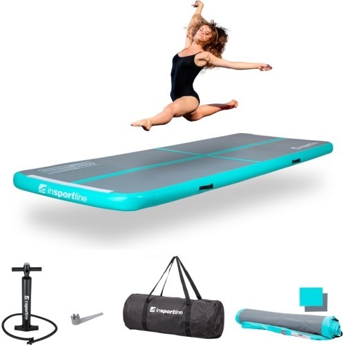 Inflatable Exercise Mat inSPORTline Airstunt 400 x 100 x 10 cm Gray w/ Hand Pump