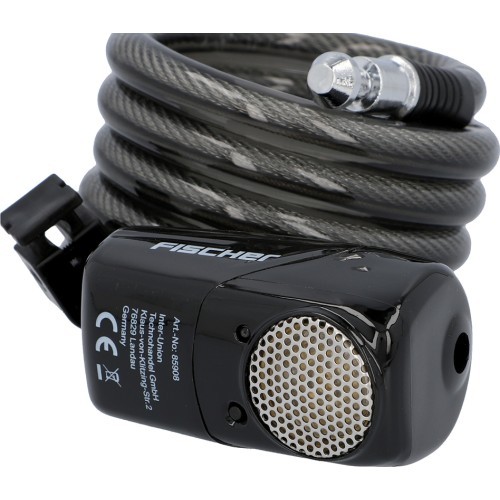 Fischer Alarm velosipēda slēdzene // ar 110 dB signalizāciju, troses, ar atslēgu, 12 x 1200 mm