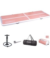 Piepūšamais vingrošanas paklājs inSPORTline Airstunt 300 x 100 x 10 cm Coral Pink ar rokas sūkni