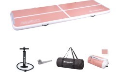 Надувной гимнастический мат inSPORTline Airstunt 300 x 100 x 10 см, коралловый розовый, с ручным насосом