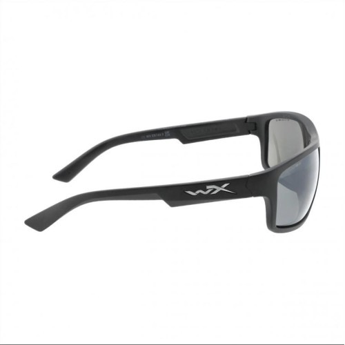 Wiley X Peak ACPEA06 grey, black-rimmed glasses.