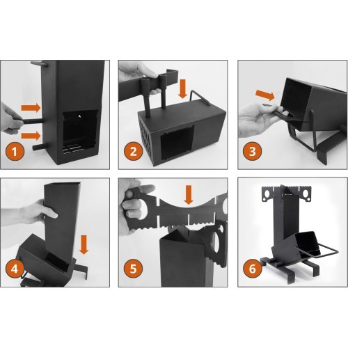 Origin Outdoors saliekamā raķešu plīts "Rocket Stove Collapsible"