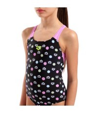 Купальник G Multiple Dot Swim Pro Back, чёрный с орхидеей - 590