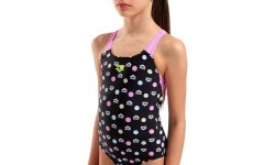 Peldkostīms G Multiple Dot Swim Pro Back, melns ar orhidejas rakstu - 590