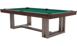 Pool Table / Dining Table, Rasson Trillium, 8 ft., Walnut, Standard Cloth yellow green