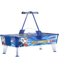 Airhockey Gold, 238x128x81 cm, zili-balts, komerciālai lietošanai, monētu validators nav iekļauts.