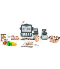 EcoToys kases aparāts ar produktiem, skeneri, kalkulatoru un skaņām