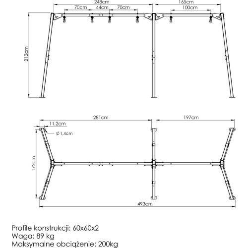 3-station swing on bearings (rack) PREMIUM MO-014 - Marbo Sport