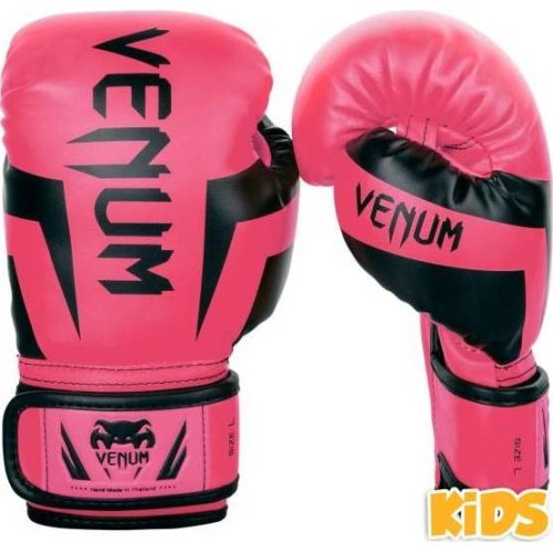 Детские боксёрские перчатки Venum Elite Kids Exclusive, флуоресцентно-розовые