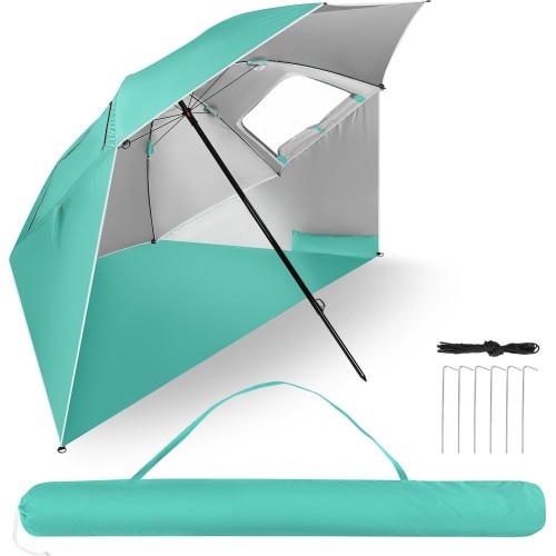 NC17114 BEACH UMBRELLA/WINDSCREEN 2IN1 XXL 240 CM GREEN NILS