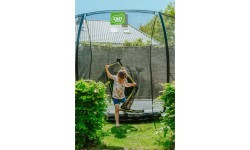 EXIT Silhouette ground trampoline ø366cm with safety net - black Outdoor Round Coil spring Sunken trampoline