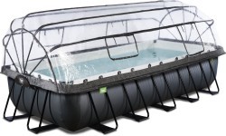 EXIT Black Leather baseins 540x250x100 cm ar smilšu filtra sūkni un kupolu – melns