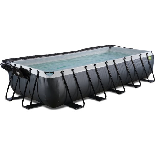 EXIT Black Leather baseins 540x250x100 cm ar smilšu filtra sūkni un kupolu – melns