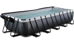 EXIT Black Leather pool 540x250x100cm with sand filter pump and dome - black