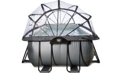 Бассейн EXIT Black Leather 540x250x100 см с песочным фильтр-насосом и куполом – чёрный