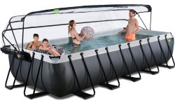 EXIT Black Leather pool 540x250x100cm with sand filter pump and dome - black