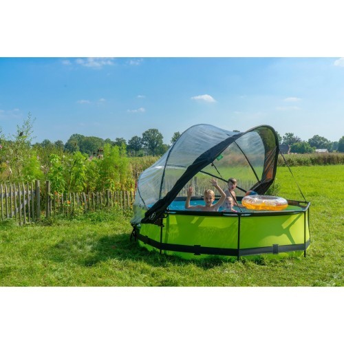 Бассейн EXIT Lime ø300x76см с навесом и фильтром с насосом - зеленый