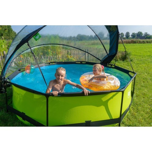 Бассейн EXIT Lime ø300x76см с навесом и фильтром с насосом - зеленый