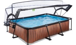 EXIT Wood pool 300x200x65cm with dome and filter pump - brown