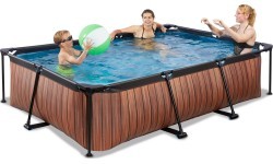 EXIT Wood pool 300x200x65cm with dome and filter pump - brown