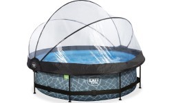 Baseins EXIT Stone ø300 x 76 cm ar jumtiņu un sūkni ar filtru