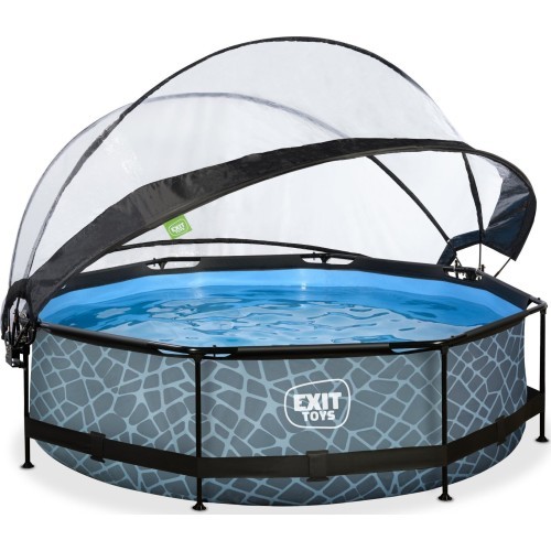 Baseins EXIT Stone ø300 x 76 cm ar jumtiņu un sūkni ar filtru