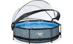 Baseins EXIT Stone ø300 x 76 cm ar jumtiņu un sūkni ar filtru