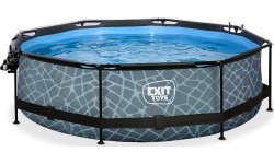 Baseins EXIT Stone ø300 x 76 cm ar jumtiņu un sūkni ar filtru