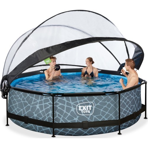 Baseins EXIT Stone ø300 x 76 cm ar jumtiņu un sūkni ar filtru