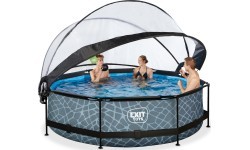 Baseins EXIT Stone ø300 x 76 cm ar jumtiņu un sūkni ar filtru