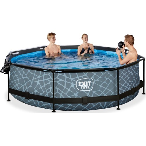 Baseins EXIT Stone ø300 x 76 cm ar jumtiņu un sūkni ar filtru