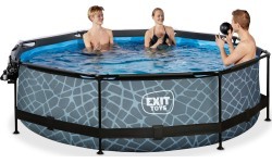 Baseins EXIT Stone ø300 x 76 cm ar jumtiņu un sūkni ar filtru