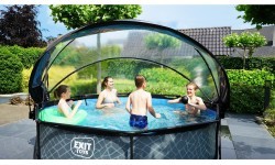 Baseins EXIT Stone ø300 x 76 cm ar jumtiņu un sūkni ar filtru