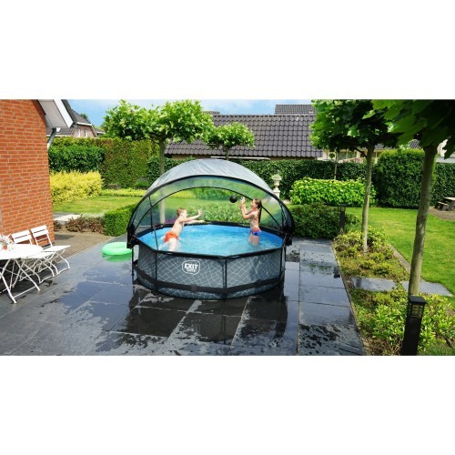 Baseins EXIT Stone ø300 x 76 cm ar jumtiņu un sūkni ar filtru